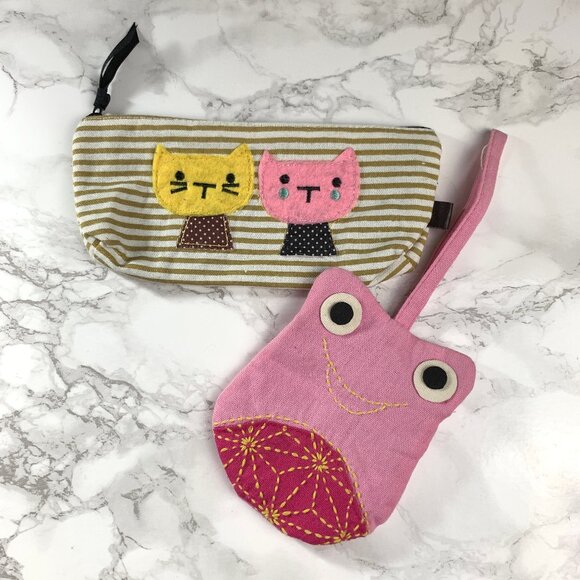 Two Cute Pouches - Cats & Frog - Picture 1 of 5